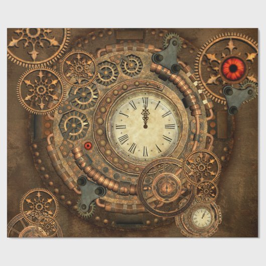 Steampunk, wunderbares Uhrwerk Geschenkpapier (Flach)