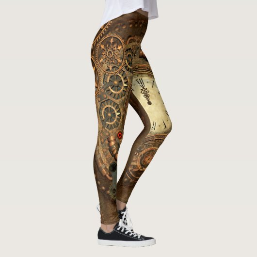 Steampunk, wunderbares Uhrwerk Leggings (Rechts)