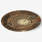 Steampunk, wunderbares Uhrwerk Pappteller (Schrägansicht)