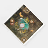 Steampunk, wunderschönes Herz mit Uhren Serviette (Ecke)