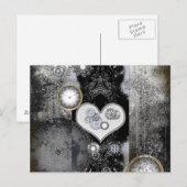 Steampunk, wunderschönes Herz mit Uhren und Gängen Postkarte (Vorne/Hinten)