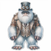 Steampunk Yeti Transparent Sticker (Vorderseite)