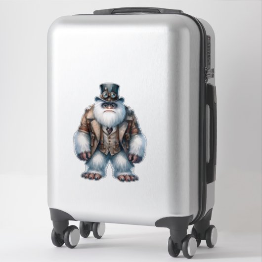 Steampunk Yeti Transparent Sticker (Koffer)