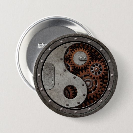 Steampunk Yin Yang Button (Vorne & Hinten)