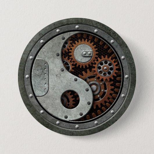 Steampunk Yin Yang Button (Vorderseite)