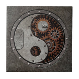 Steampunk Yin Yang Fliese