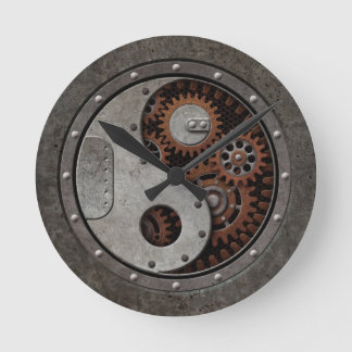 Steampunk Yin Yang Runde Wanduhr
