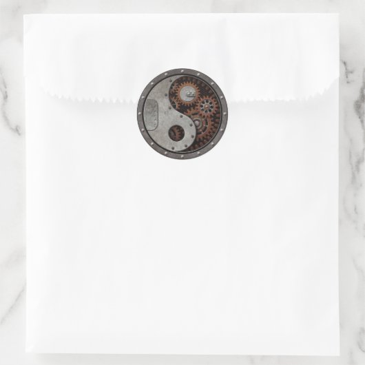 Steampunk Yin Yang Runder Aufkleber (Tasche)