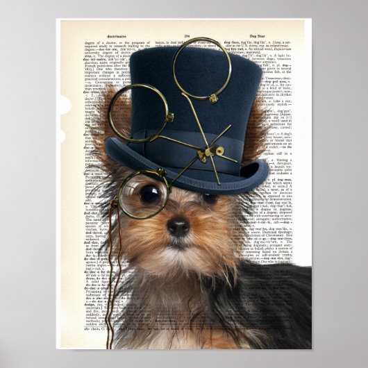 Steampunk Yorkie auf der Wörterbuchseite Poster (Vorne)