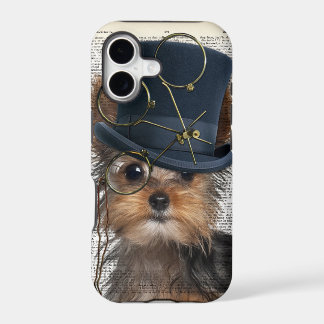 Steampunk Yorkie auf einer Vintage-Dictionary-Seit