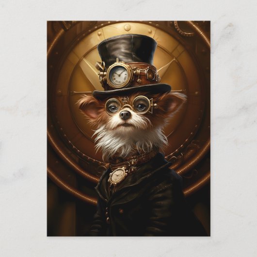 Steampunk Yorkie Dog Yorkshire Terrier Niedlich 11 Postkarte (Vorderseite)