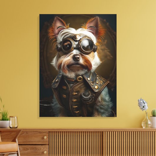 Steampunk Yorkie Leinwand Art (Insitu (Wohnzimmer))