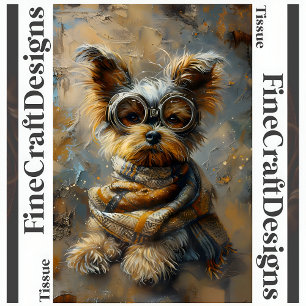 Steampunk Yorkie Oil Painting Decoupage Right 163 Seidenpapier