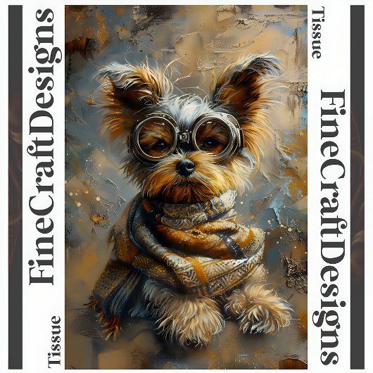 Steampunk Yorkie Oil Painting Decoupage Verlassen  Seidenpapier