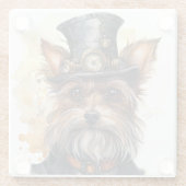 Steampunk Yorkshire Terrier Hund Glasuntersetzer (Rückseite)
