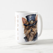 Steampunk Yorkshire Terrier Hund Kaffeetasse (VorderseiteRechts)