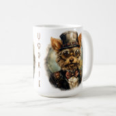 Steampunk Yorkshire Terrier Hund Kaffeetasse (VorderseiteRechts)