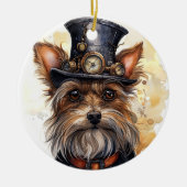 Steampunk Yorkshire Terrier Hund Keramik Ornament (Vorne)