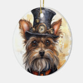 Steampunk Yorkshire Terrier Hund Keramik Ornament (Links)