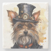 Steampunk Yorkshire Terrier Hund Steinuntersetzer (Vorderseite)