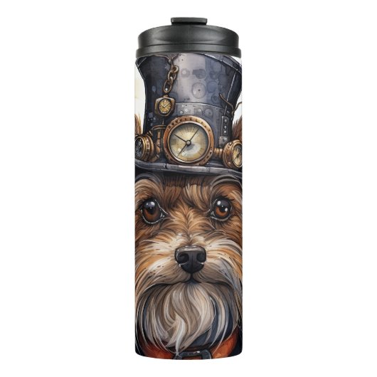 Steampunk Yorkshire Terrier Hund Thermosbecher (Vorderseite)