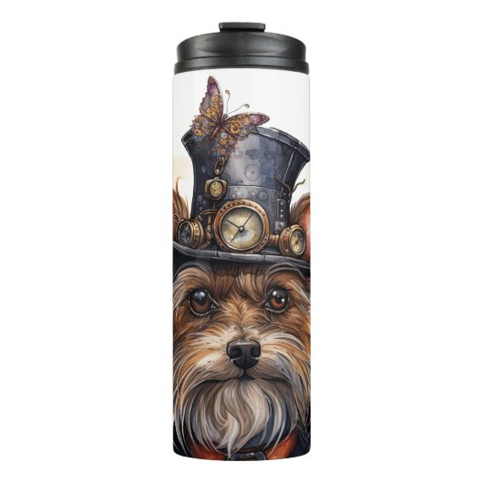 Steampunk-Yorkshire-Terrier-Hund Thermosbecher (Vorderseite)