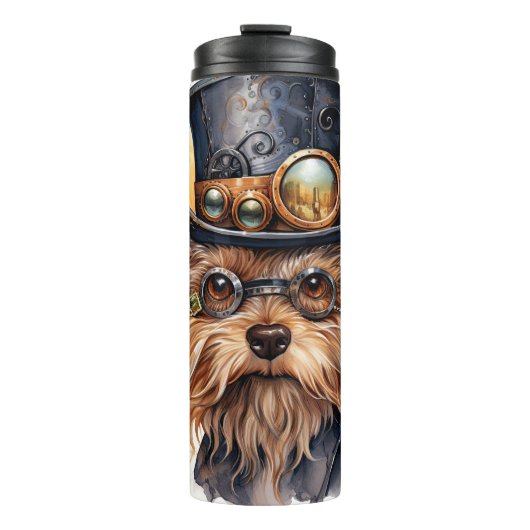 Steampunk-Yorkshire-Terrier-Hund Thermosbecher (Vorderseite)