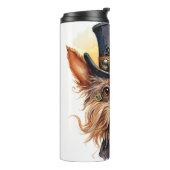 Steampunk-Yorkshire-Terrier-Hund Thermosbecher (Nach links gedreht)