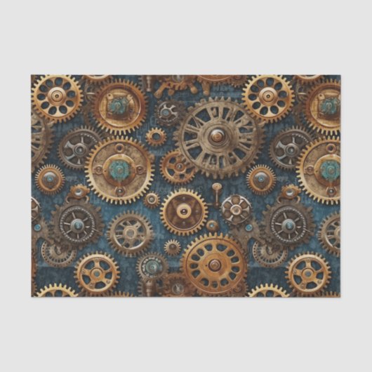Steampunk-Zahnräder-Muster Seidenpapier (Vorderseite)