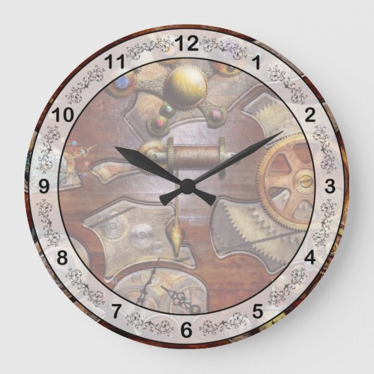 Steampunk - Zahnräder - Reverse Engineering Große Wanduhr (Vorderseite)