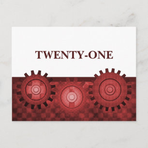 Steampunk-Zahnräder-Tisch-Postkarte, Rot Postkarte