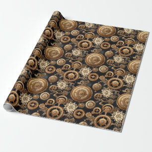 Steampunk-Zahnräder und Blumenmuster Geschenkpapier
