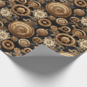 Steampunk-Zahnräder und Blumenmuster Geschenkpapier (Ecke)