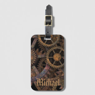 Steampunk-Zahnräder und -Räder personalisiert Gepäckanhänger