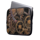 Steampunk-Zahnräder und -Räder personalisiert Laptopschutzhülle (Vorderseite Links)