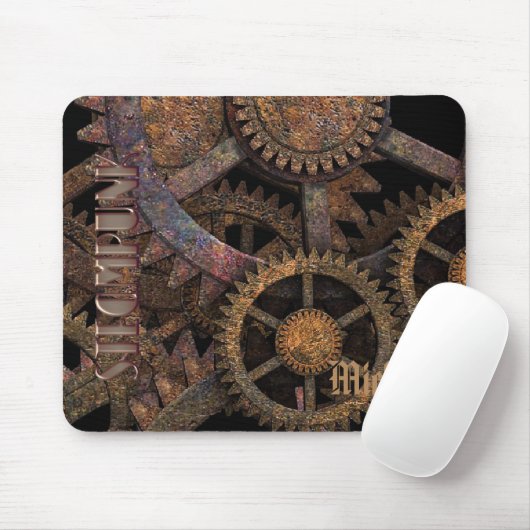 Steampunk-Zahnräder und -Räder personalisiert Mousepad (Mit Mouse)