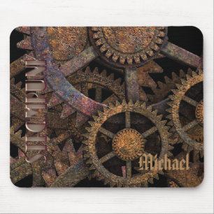 Steampunk-Zahnräder und -Räder personalisiert Mousepad