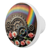 Steampunk-Zahnräder und Regenbogen Keramikknauf (Rechts)