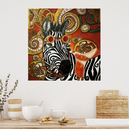 Steampunk Zebra Matte Poster (Küche)