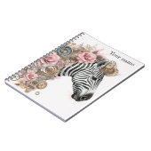 Steampunk-Zebra mit rosa Blume Notizblock (Linke Seite)