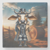 Steampunk Zebu Steinuntersetzer (Vorderseite)