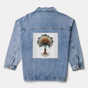 Steampunk-Zeitblüte: Mechanische Natur-Engine Jeansjacke