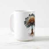 Steampunk-Zeitblüte: Mechanische Natur-Engine Kaffeetasse (Vorderseite Links)