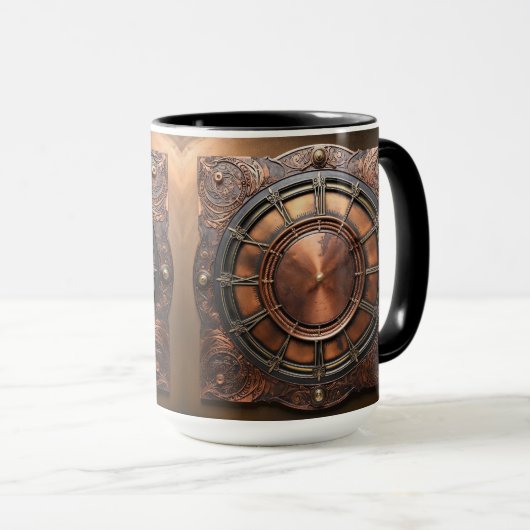 Steampunk-Zeitleiste Tasse (VorderseiteRechts)