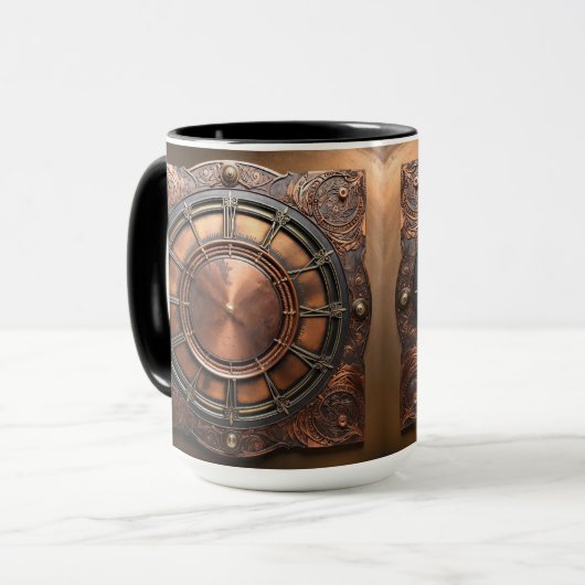 Steampunk-Zeitleiste Tasse (Vorderseite Links)