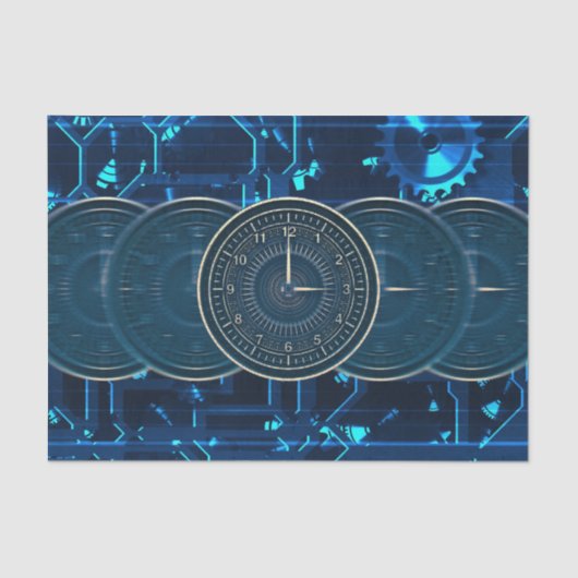 Steampunk-Zeitmaschine Uhren Zahnräder Seidenpapier (Vorderseite)