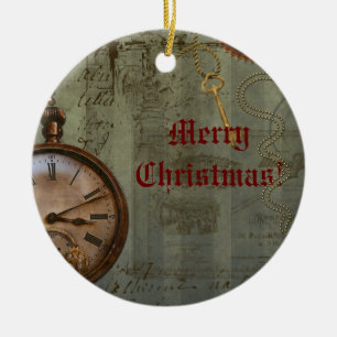 Steampunk-Zeitmaschine-Weihnachtsschmuck Keramikornament