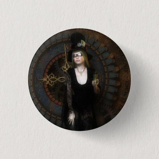 Steampunk-Zeitmesser-Knopf Button (Vorderseite)