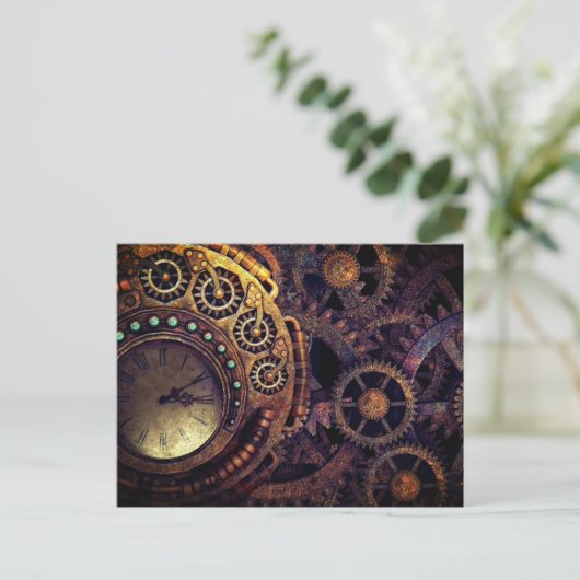 Steampunk-Zeituhr Postkarte (Stehend Vorderseite)