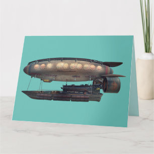 STEAMPUNK ZEPPELIN BLIMP GEBURTSTAGSKARTEN KARTE